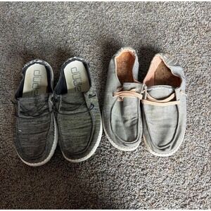 Hey Dudes 2 Pair Wendy Linen Black Grey and Boho Grey Size 9